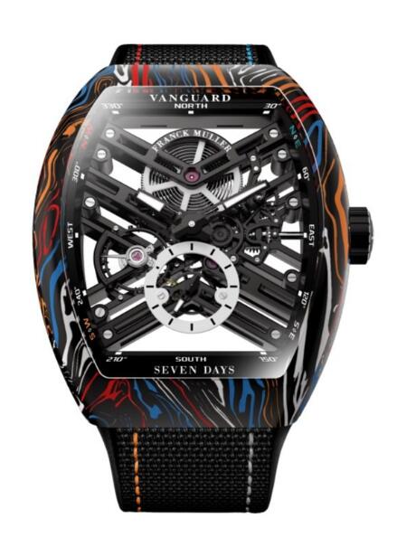 Franck Muller Vanguard Damascus Carbon Skeleton Replica Watch Cheap Price V 41 S6 SQT CARBONE AMS COL DRM (NR)